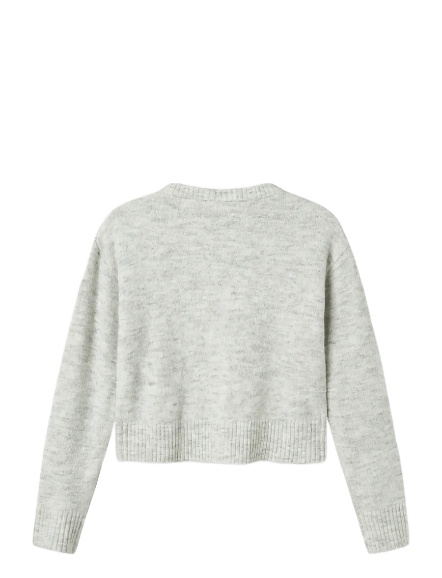 name it - NKFKARIN LS KNIT CARD - koftor - light grey melange - 2