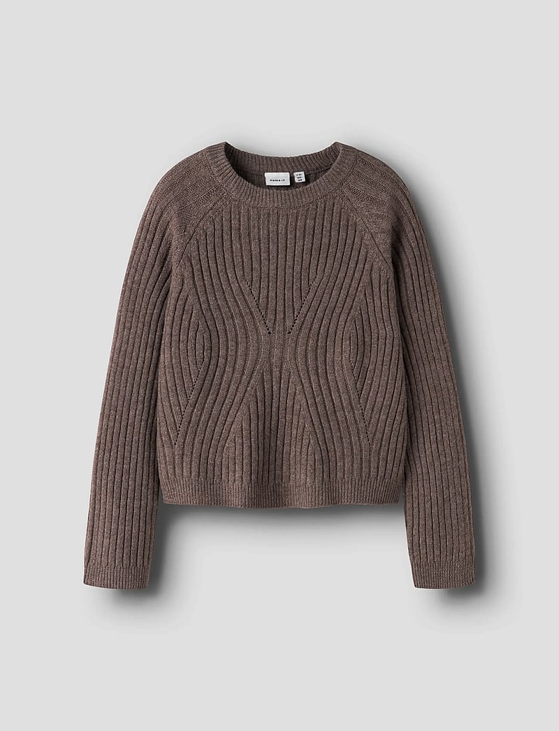 name it - NKFRIKINE LS SHORT KNIT PULLOVER PB - gensere - coffee quartz - 0