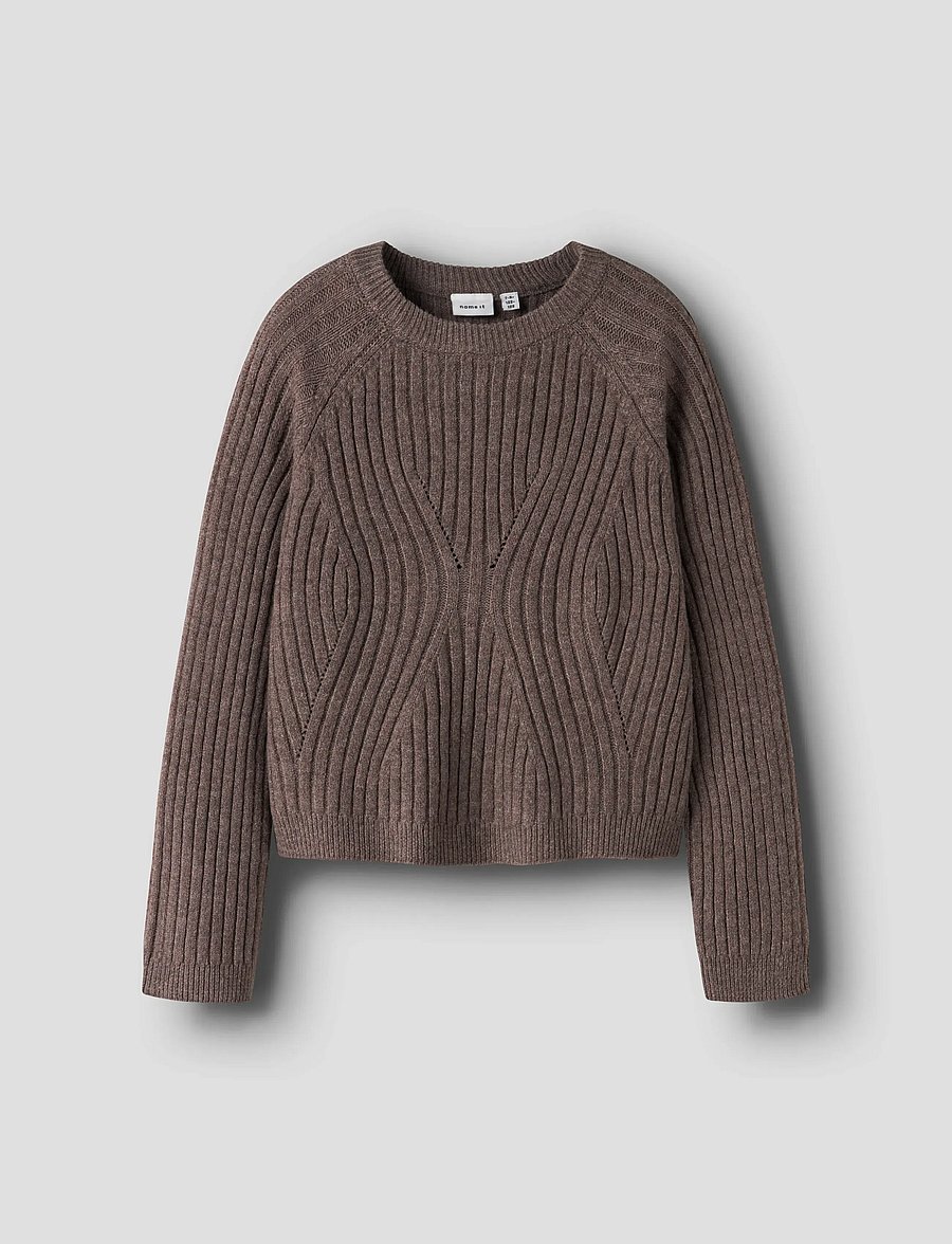 name it - NKFRIKINE LS SHORT KNIT PULLOVER PB - trøjer - coffee quartz - 0