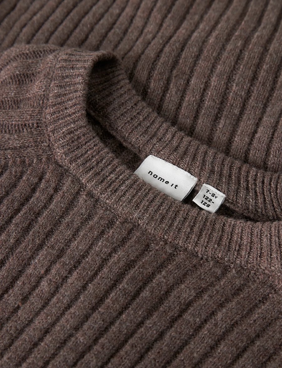 name it - NKFRIKINE LS SHORT KNIT PULLOVER PB - trøjer - coffee quartz - 3