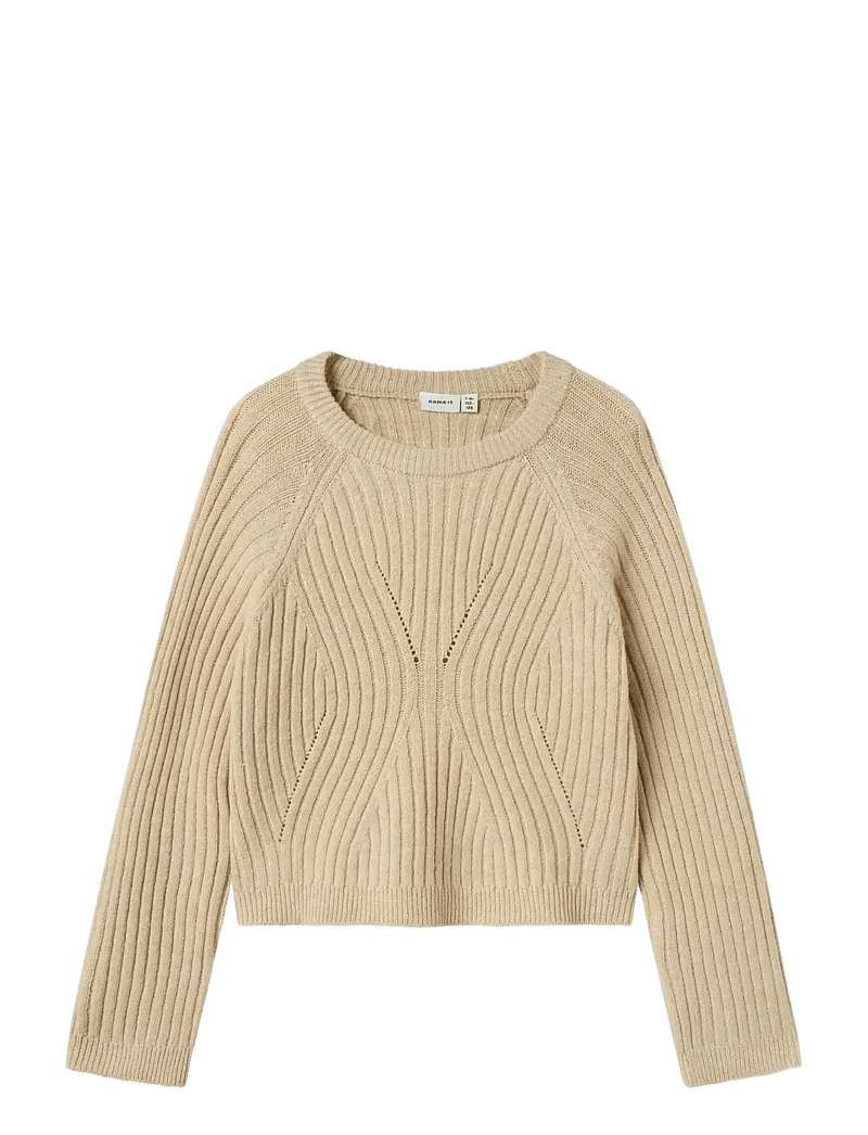 name it - NKFRIKINE LS SHORT KNIT PULLOVER PB - stickade tröjor - doeskin - 1