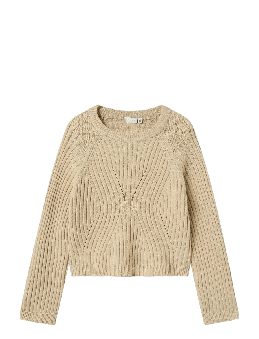 name it - NKFRIKINE LS SHORT KNIT PULLOVER PB - džemperiai - doeskin - 1