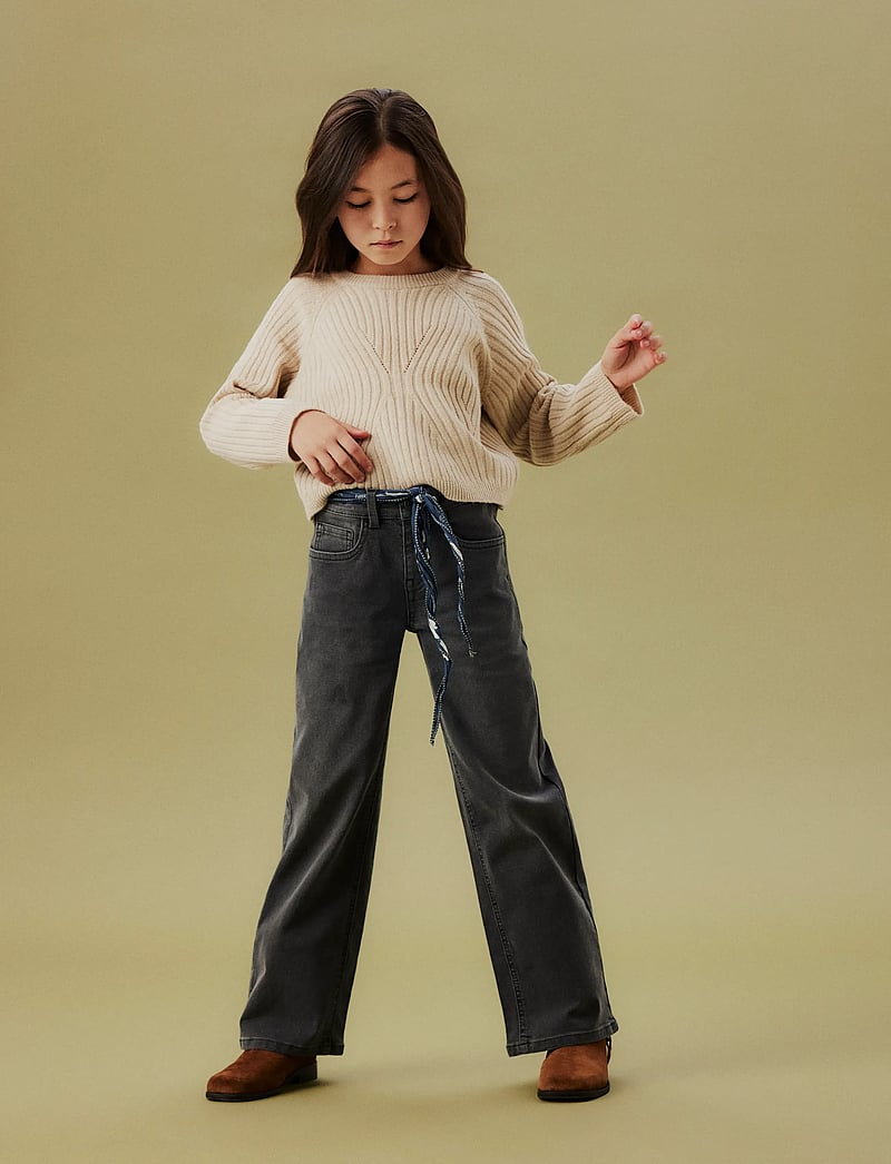 name it - NKFRIKINE LS SHORT KNIT PULLOVER PB - stickade tröjor - doeskin - 3