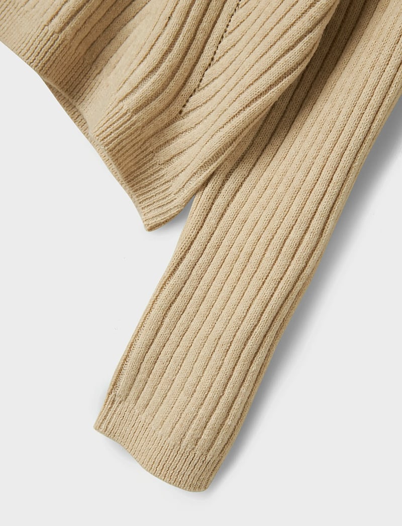 name it - NKFRIKINE LS SHORT KNIT PULLOVER PB - stickade tröjor - doeskin - 4