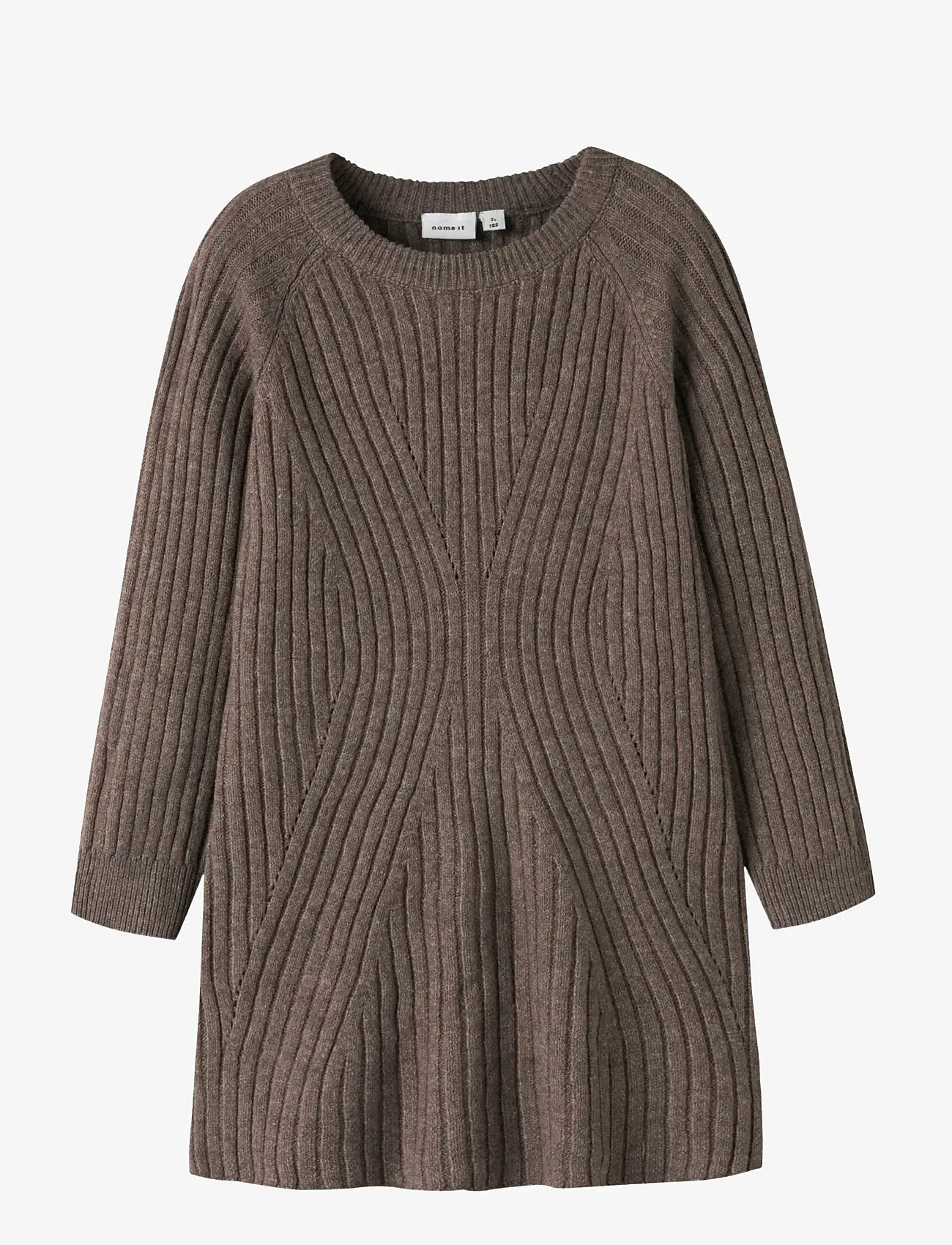 name it - NKFRIKINE LS KNIT DRESS PB - långärmade vardagsklänningar - coffee quartz - 1