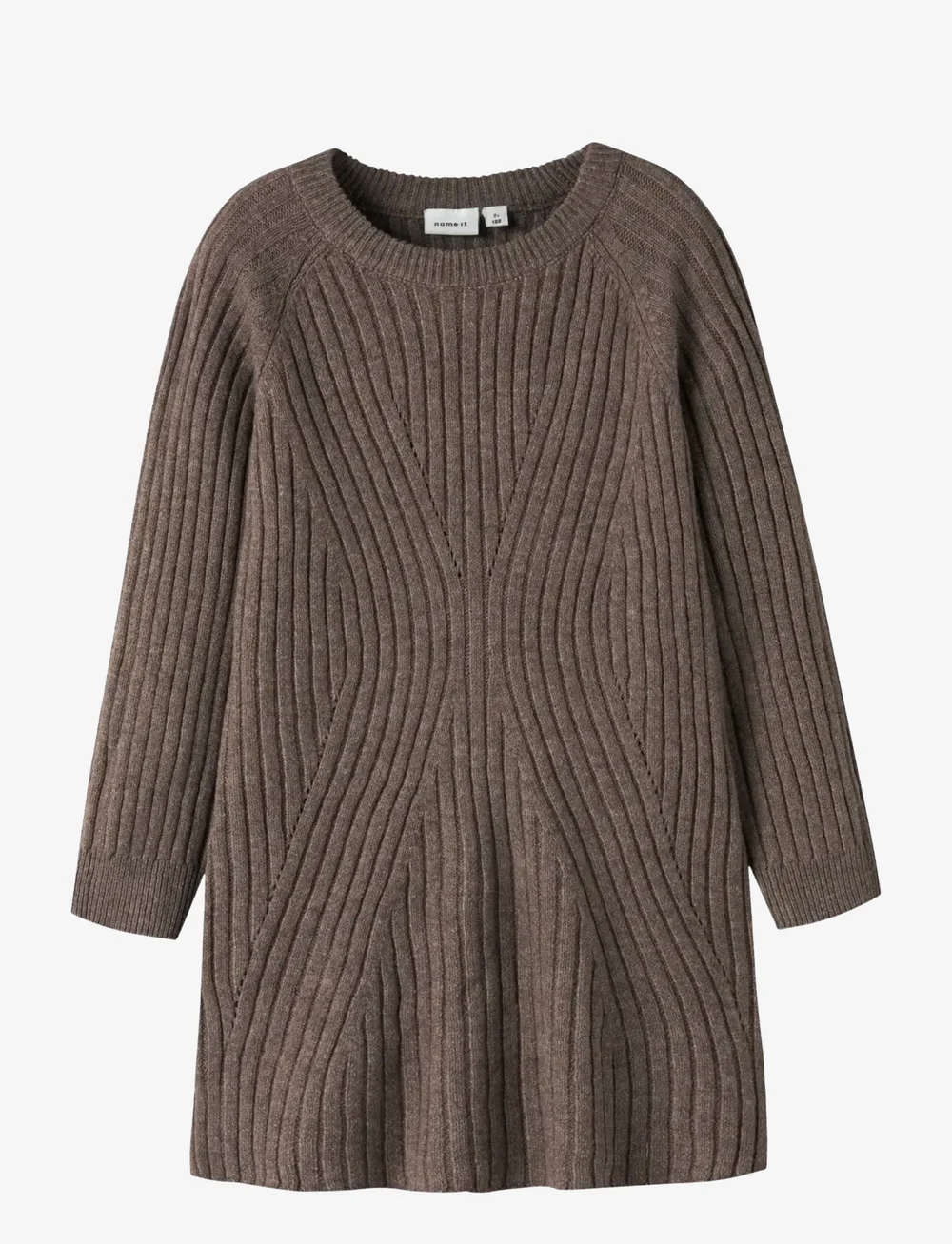 name it - NKFRIKINE LS KNIT DRESS PB - långärmade vardagsklänningar - coffee quartz - 0