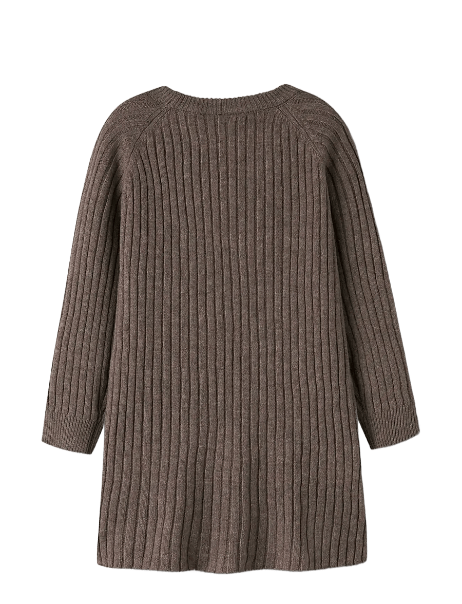 name it - NKFRIKINE LS KNIT DRESS PB - robes décontractées à manches longues - coffee quartz - 2