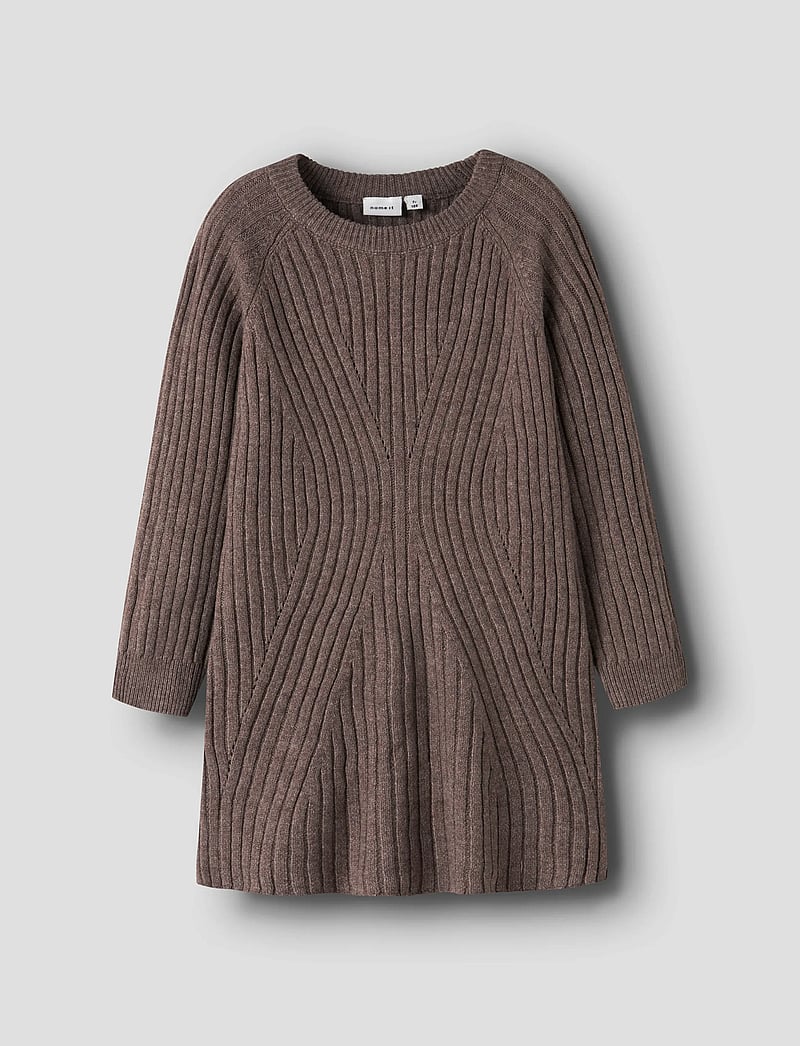 name it - NKFRIKINE LS KNIT DRESS PB - langärmelige freizeitkleider - coffee quartz - 0