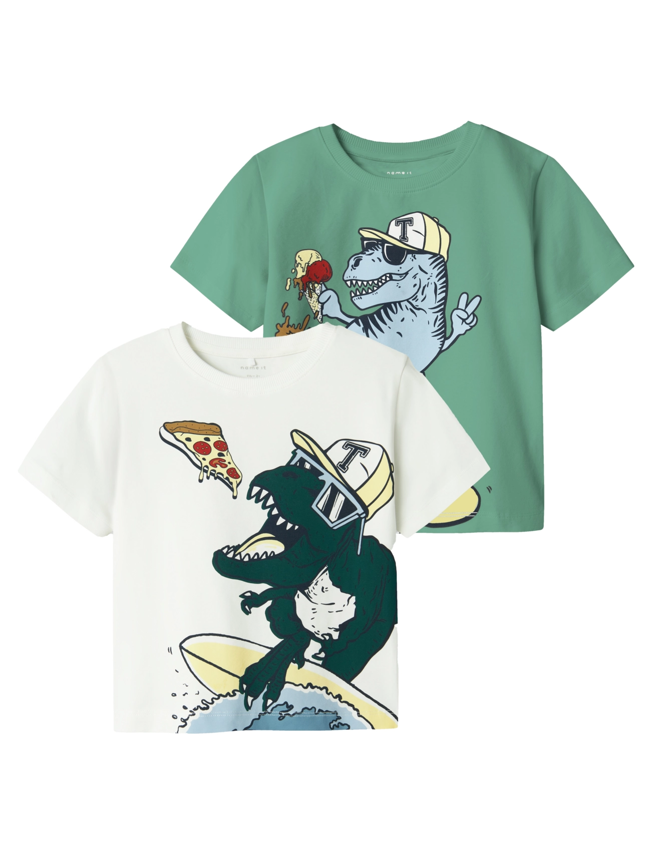 name it NMMDINO NREG SS TOP 2P - Overdele - CLOUD DANCER / white