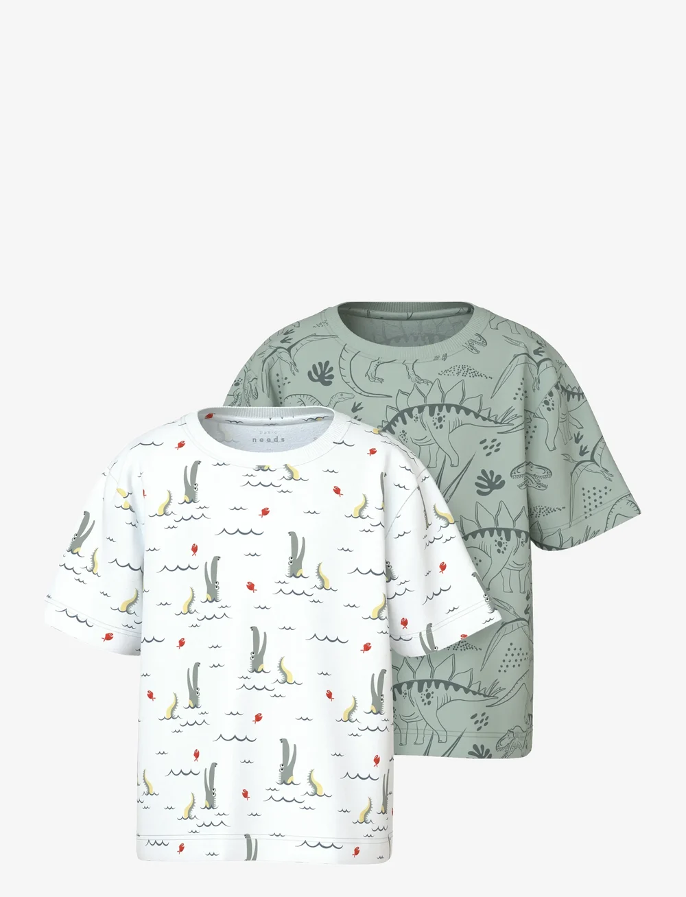 name it - NMMVALTHER 2P SS NREG TOP - kortermede t-skjorter - aqua gray - 0