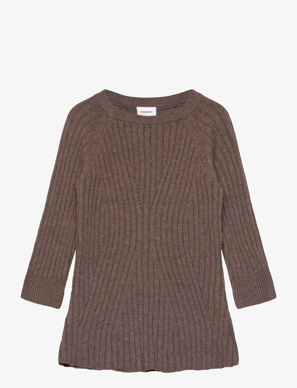 name it - NMFRIKINE LS KNIT DRESS PB - casual jurken met lange mouwen - coffee quartz - 0