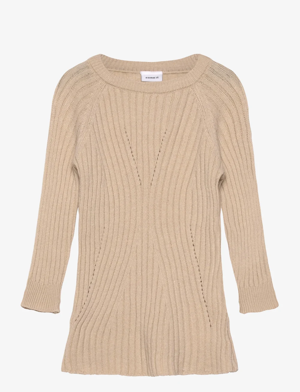 name it - NMFRIKINE LS KNIT DRESS PB - pikkade varrukatega vabaaja kleidid - doeskin - 0