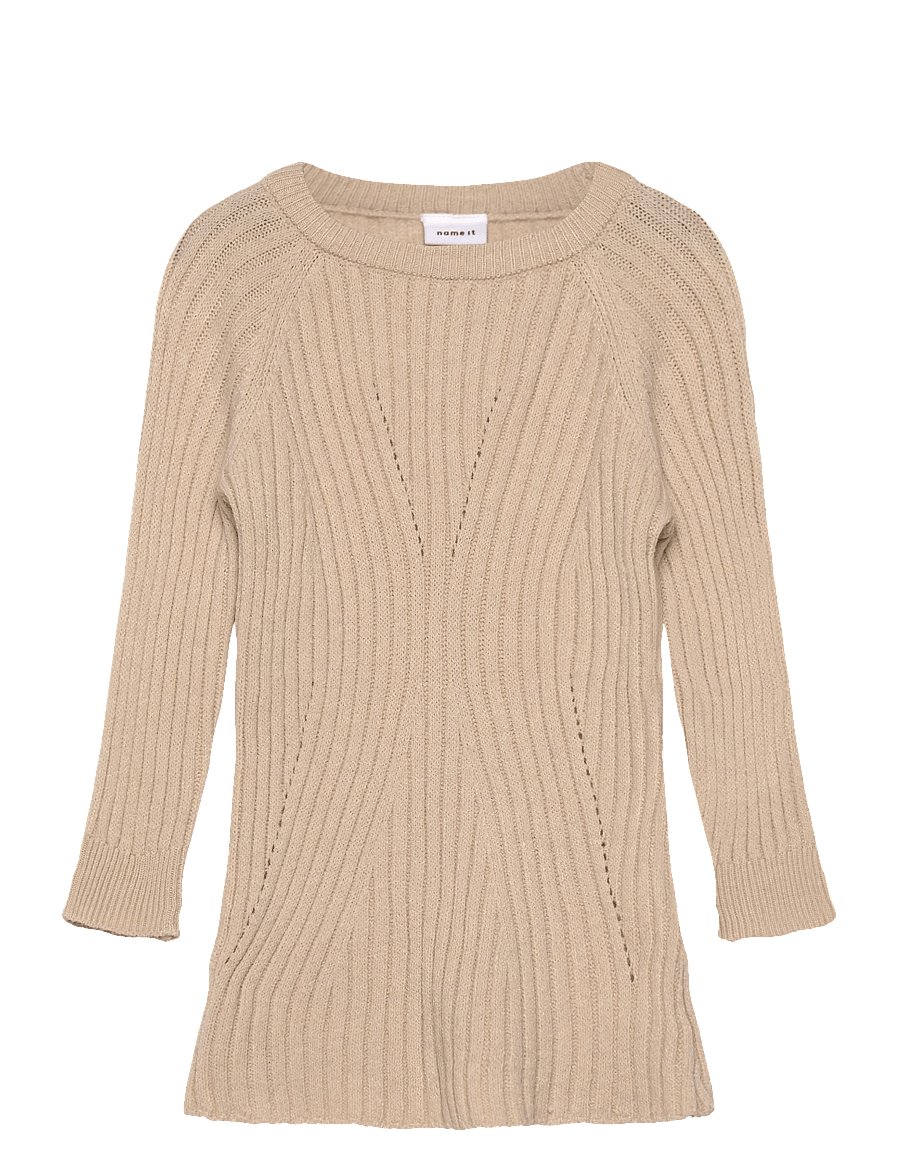 name it - NMFRIKINE LS KNIT DRESS PB - klänningar - doeskin - 1