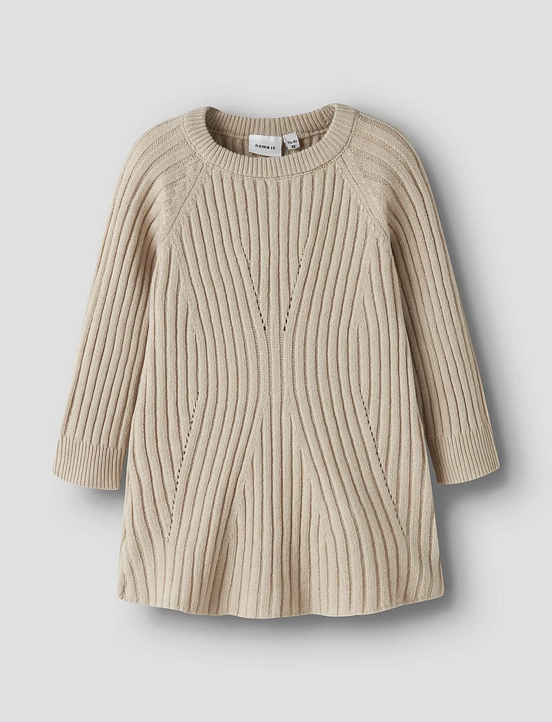 name it - NMFRIKINE LS KNIT DRESS PB - langærmede hverdagskjoler - doeskin - 0