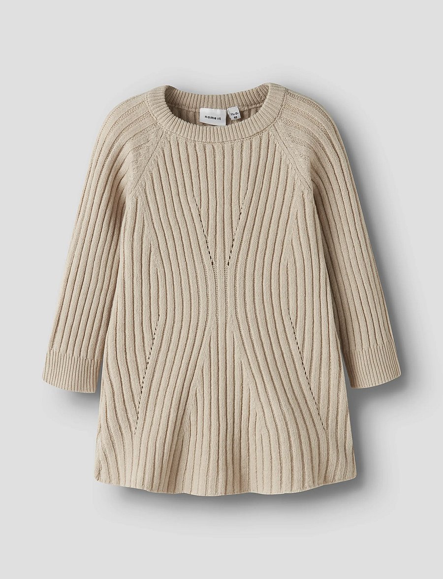 name it - NMFRIKINE LS KNIT DRESS PB - klänningar - doeskin - 0