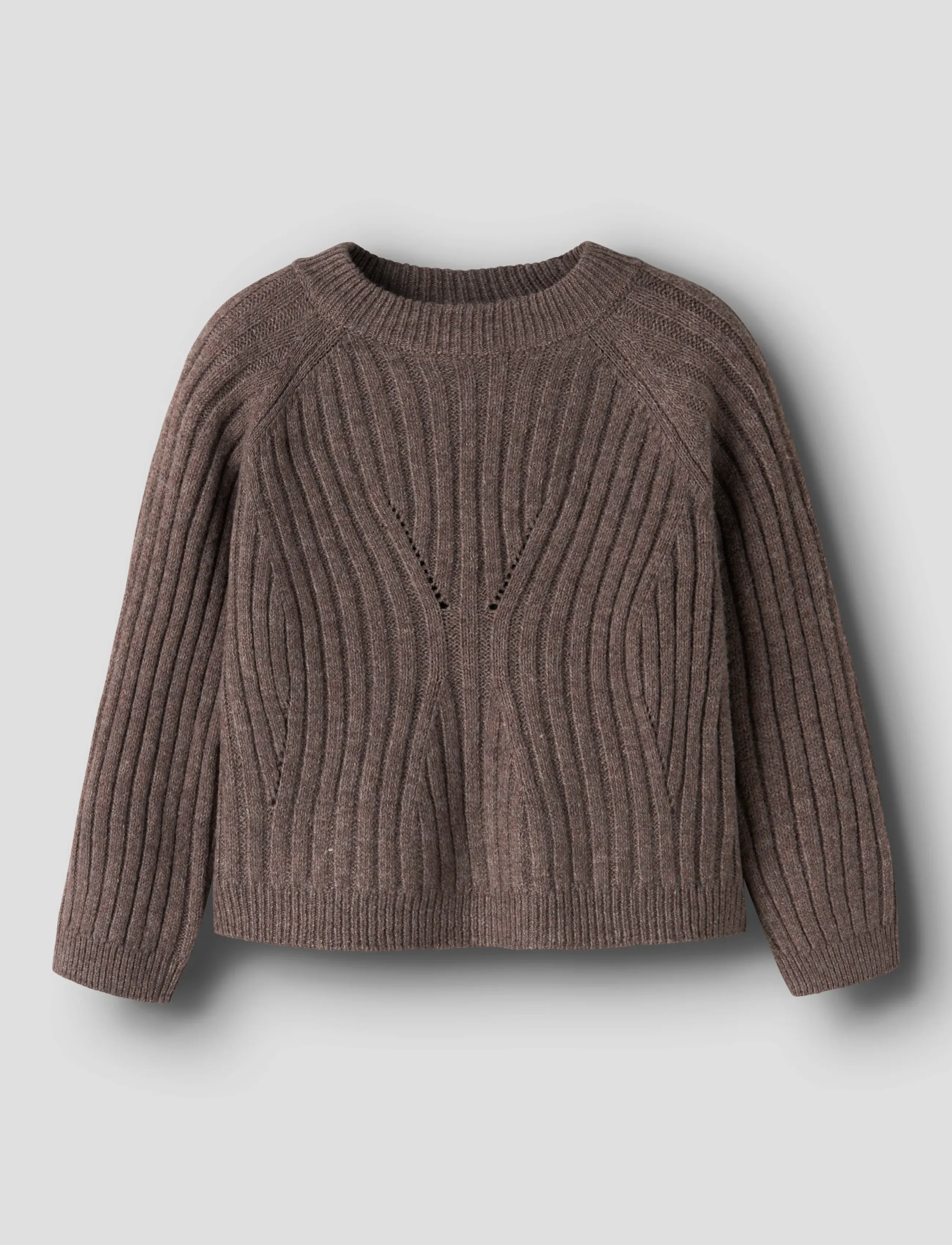 name it Nmfrikine Ls Short Knit Pullover Pb, 116, Knitwear, Braun - Pullovers, Kinder