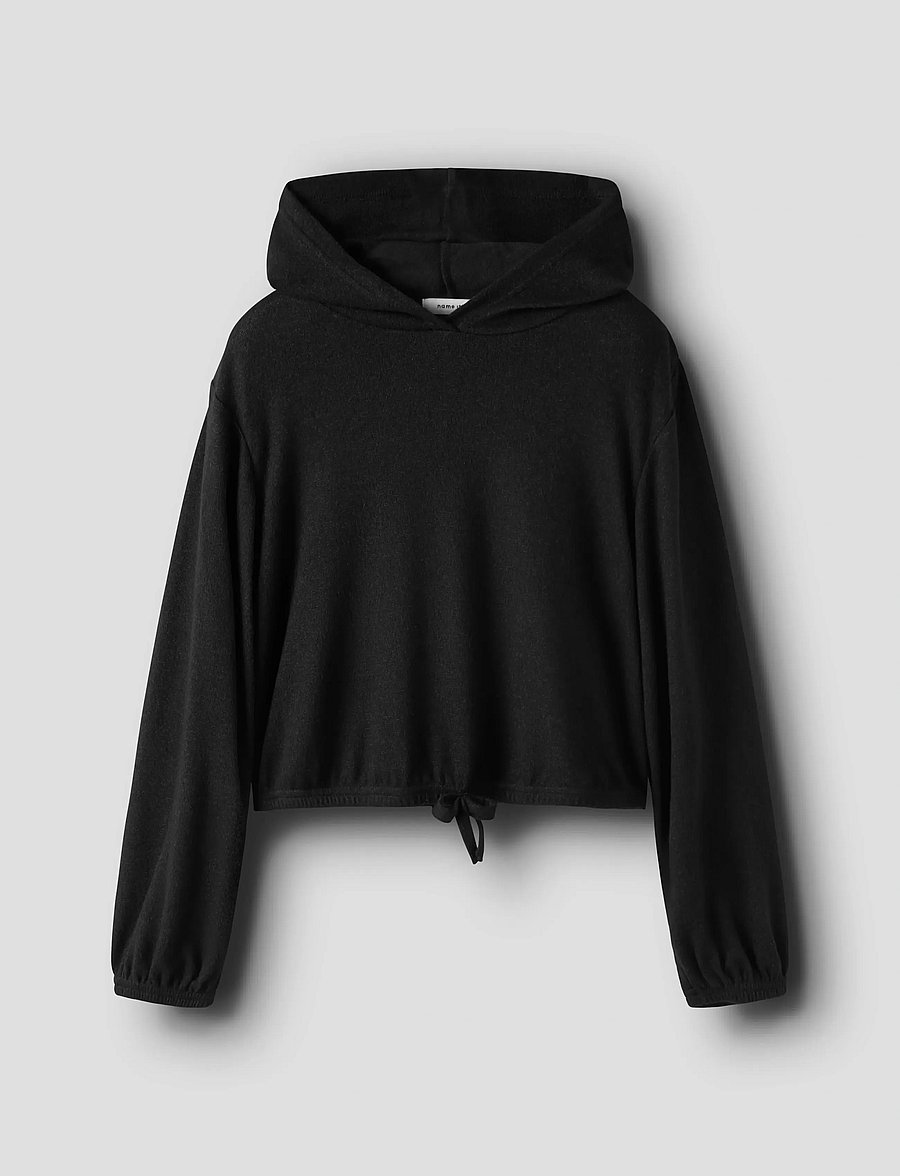 name it - NKFKATHLIN NREG SH LS TOP WH - kapuzenpullover - black - 3