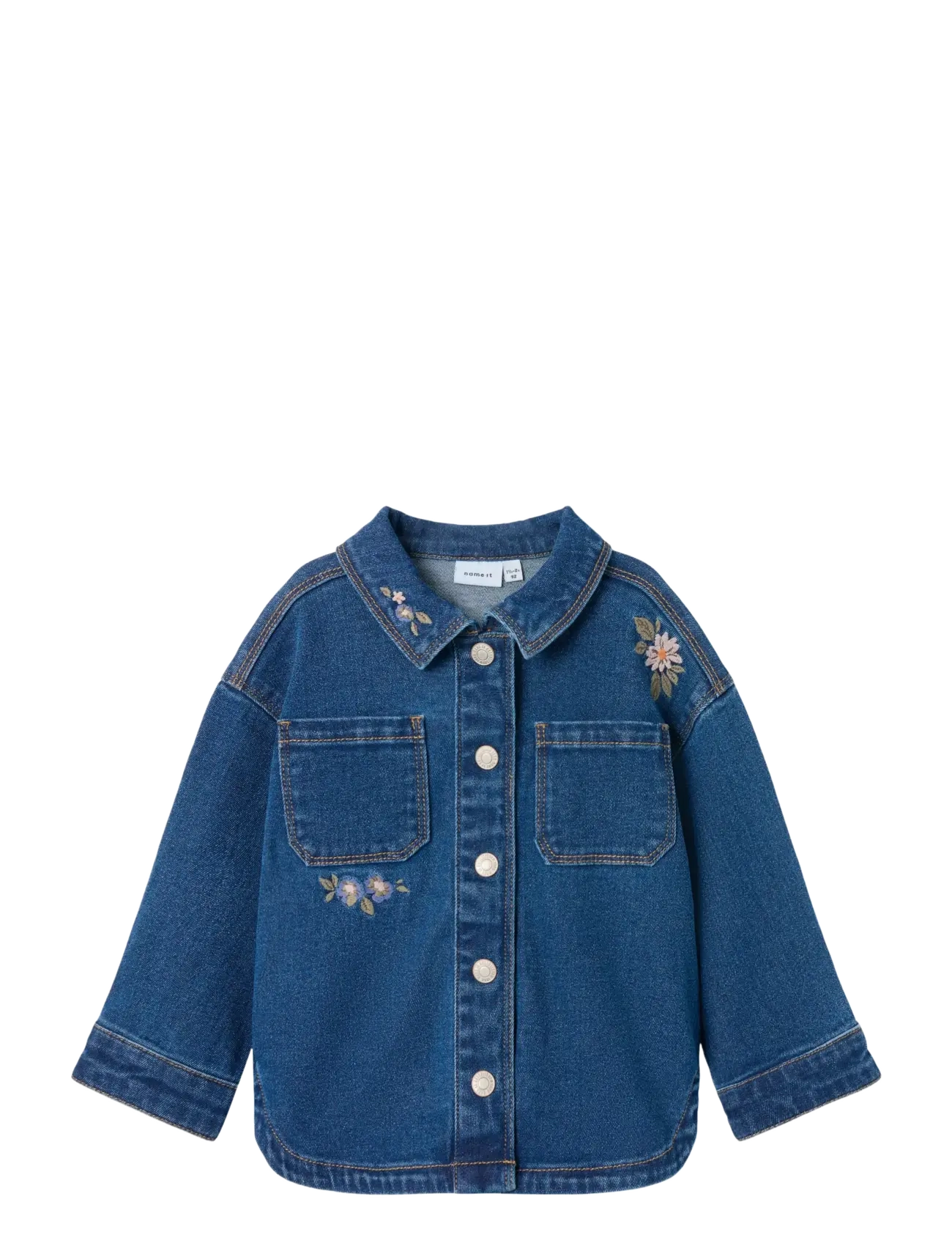 name it NMFKARA EMB DNM JACKET 1224-FR - Jeansjackor - DARK BLUE DENIM / blue