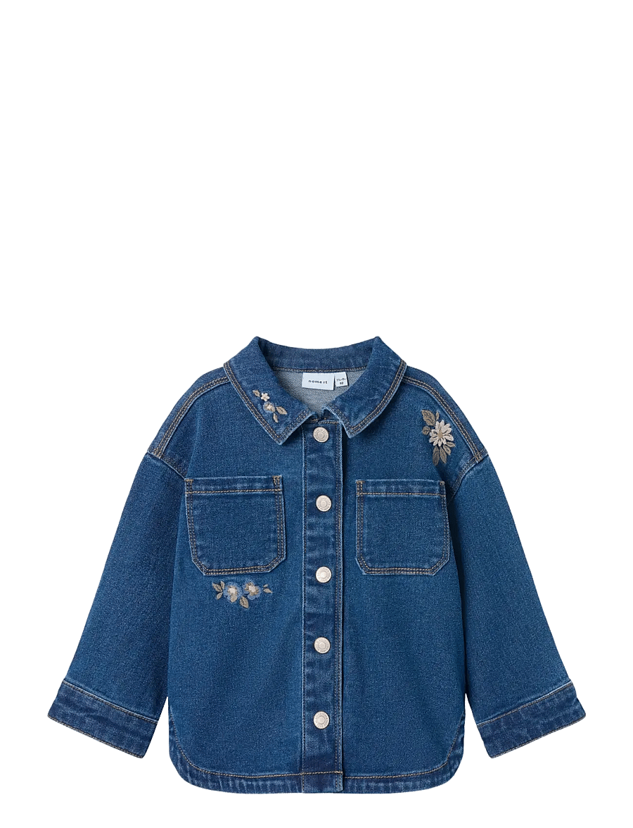 name it - NMFKARA EMB DNM JACKET 1224-FR - jeansjacken - dark blue denim - 1