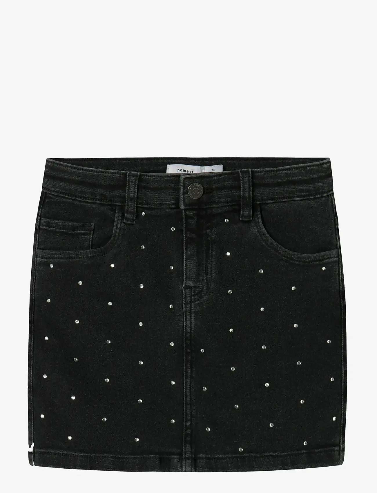 name it - NKFNAOMI DNM RHINESTONE SKIRT 8810-BF O - short skirts - black - 1
