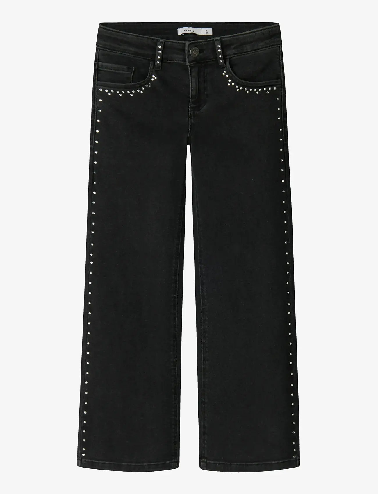 name it - NKFROSE WIDE RHINESTONE JEANS 8810-BF O - szerokie dżinsy - black - 1