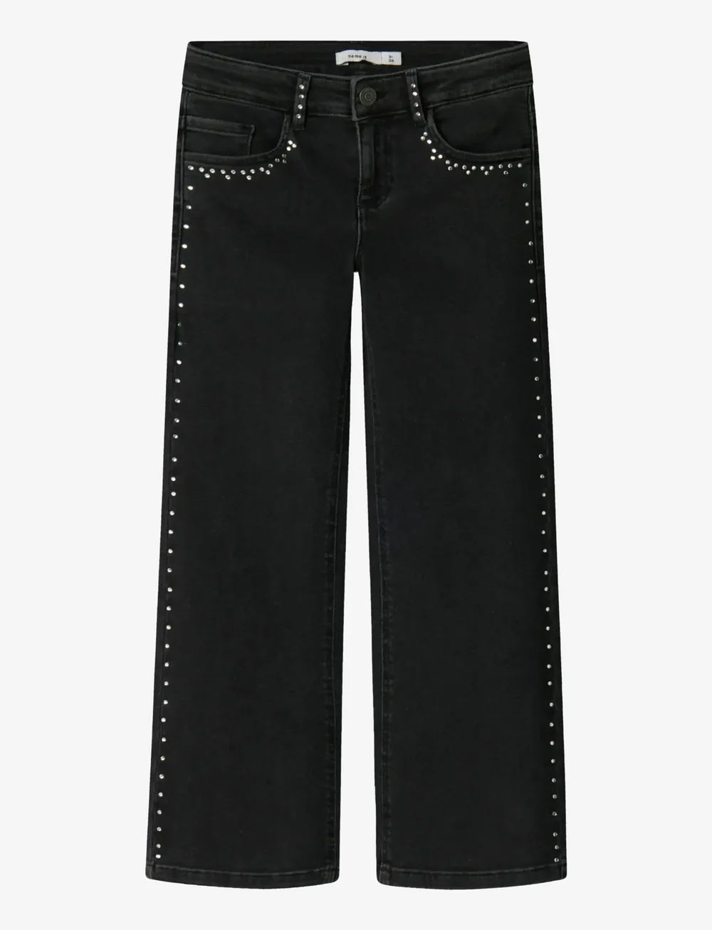 name it - NKFROSE WIDE RHINESTONE JEANS 8810-BF O - vida jeans - black - 1