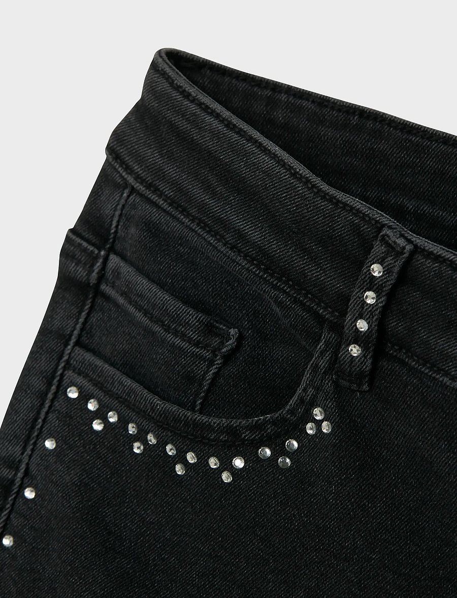 name it - NKFROSE WIDE RHINESTONE JEANS 8810-BF O - black - 4