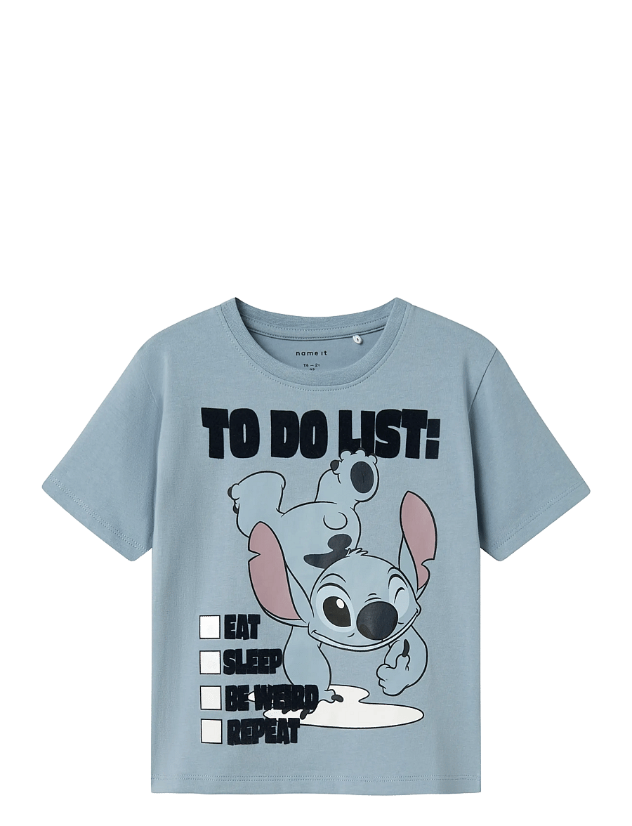 name it - NMMJUDD STITCH NREG SS TOP WDI - kortærmede t-shirts - dusty blue - 0