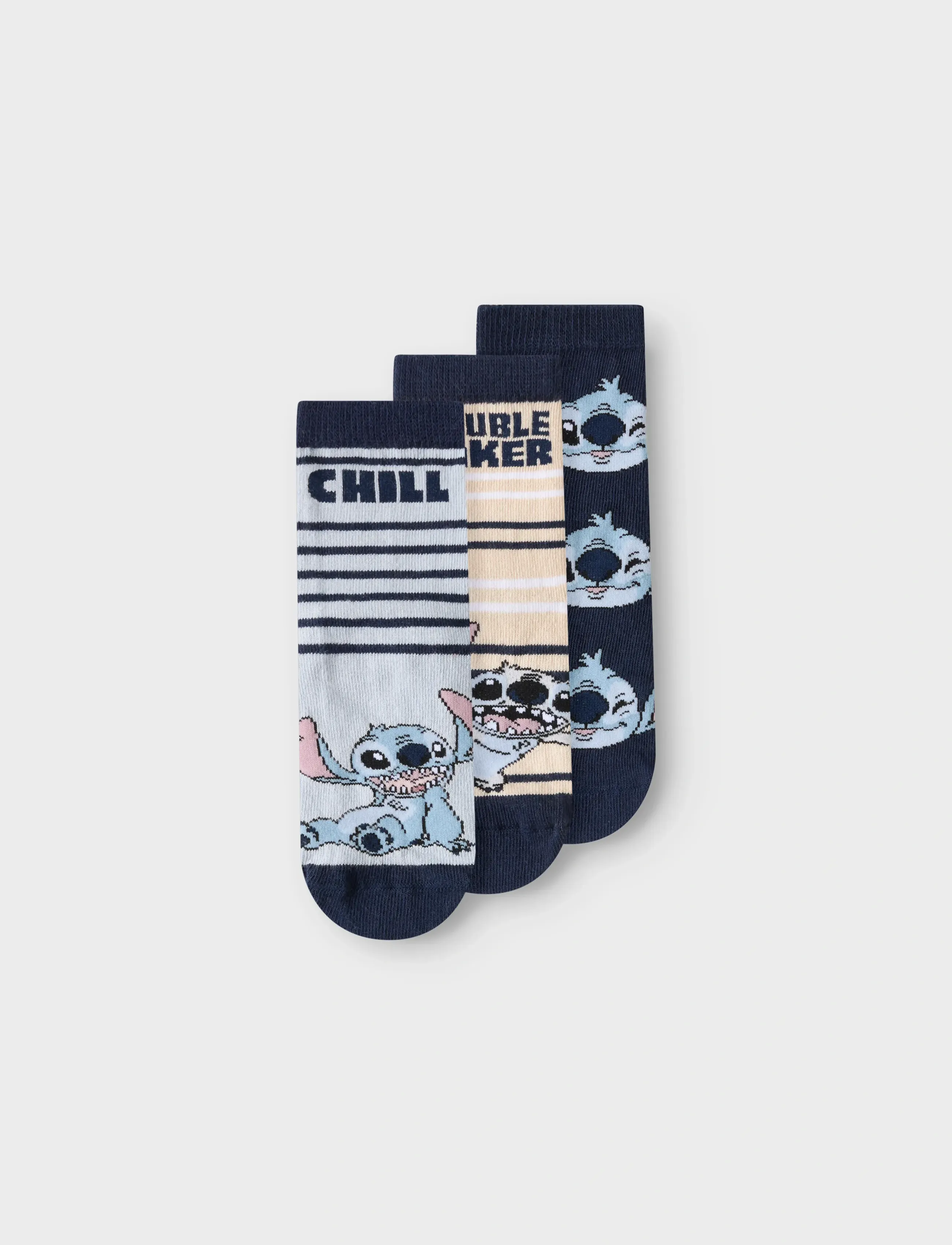 name it Nmmjermaine Stitch 3P Sock Wdi, Stitch 3-Pak Strømper, Navy, Str: 25-27
