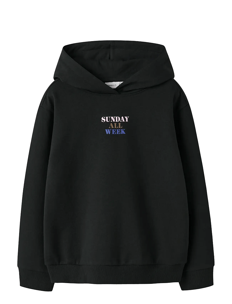 name it - NKFOFINA LS NREG WH SWE BRU PB - kapuzenpullover - black - 1