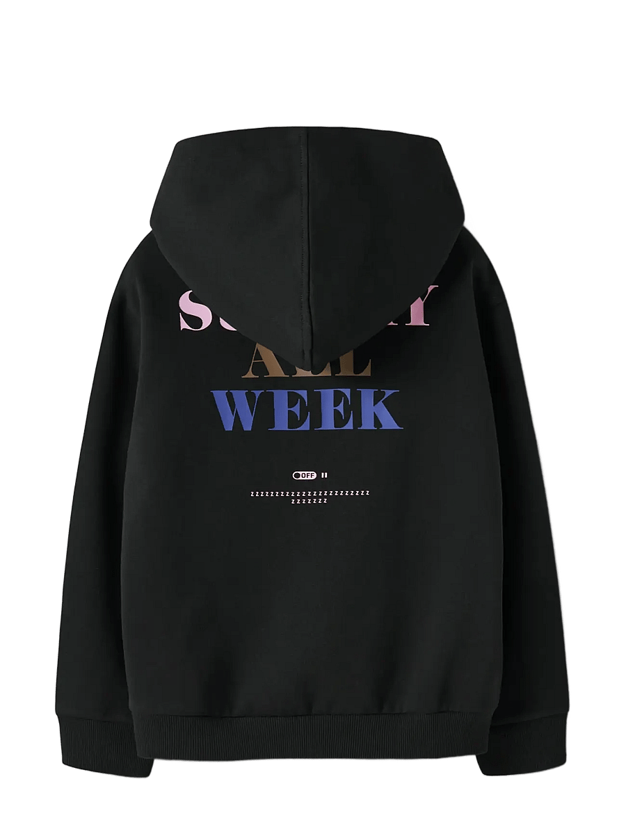 name it - NKFOFINA LS NREG WH SWE BRU PB - kapuzenpullover - black - 2