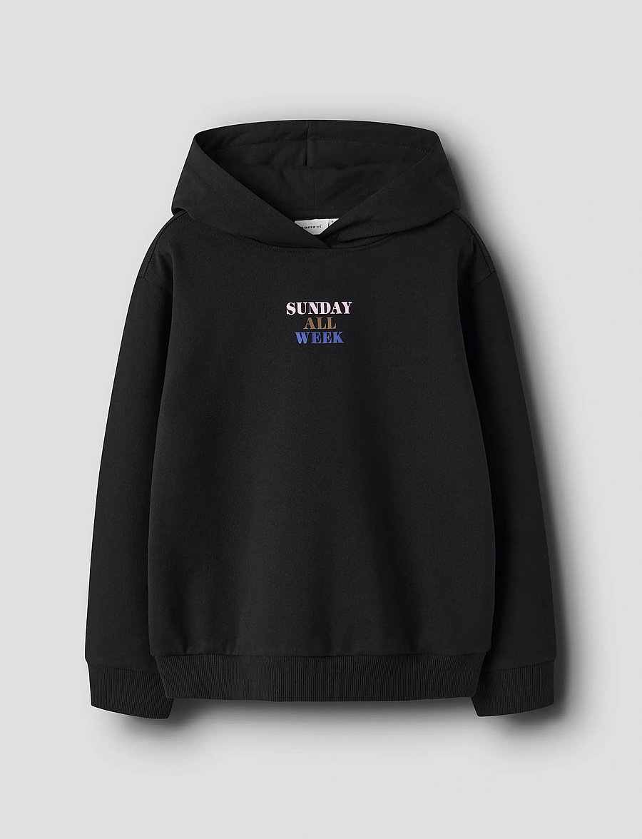 name it - NKFOFINA LS NREG WH SWE BRU PB - kapuzenpullover - black - 0