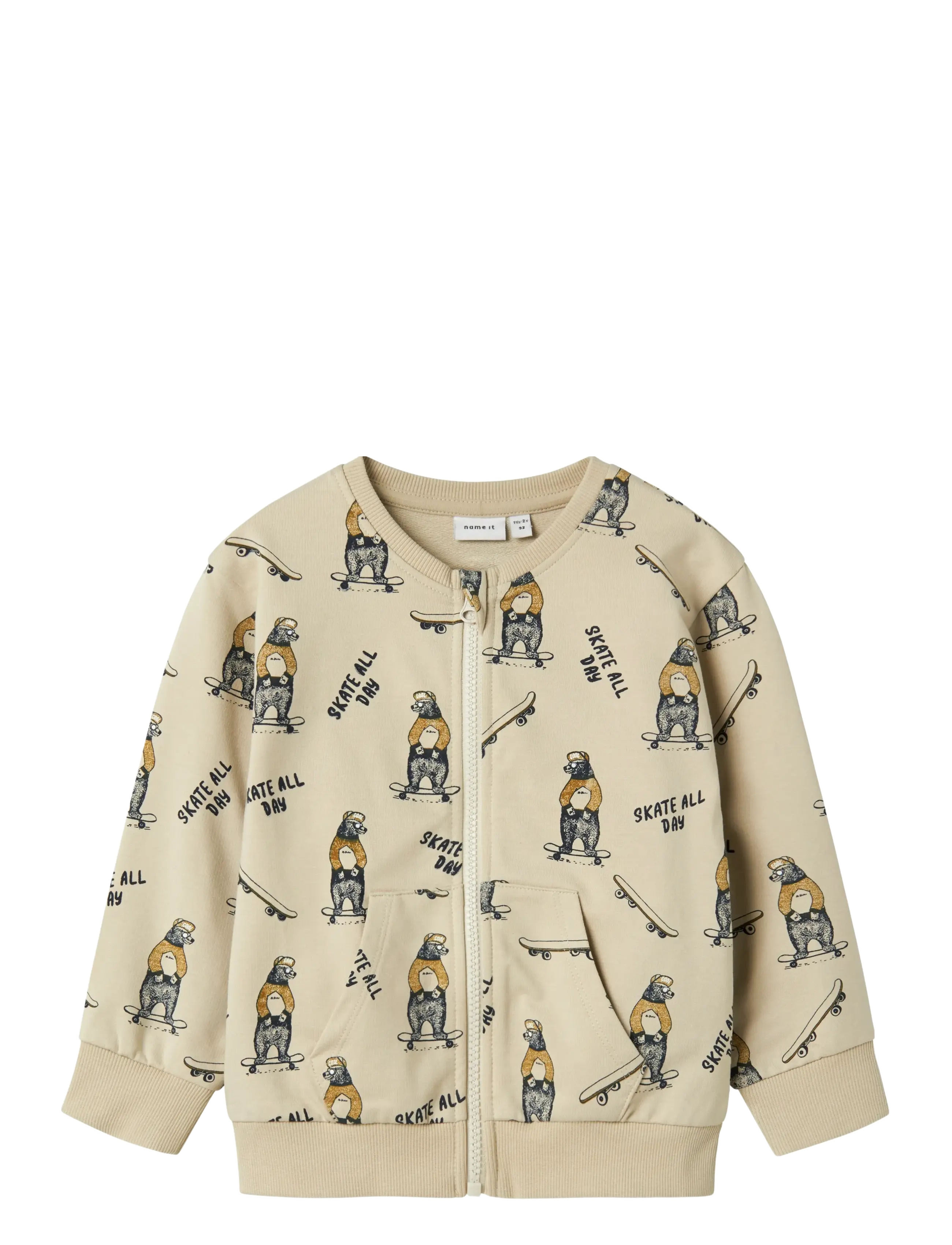name it NMMLOGAN LS NREG SWEAT CARD UNB - Riided - PEYOTE / cream