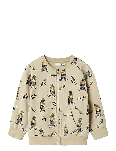 name it NMMLOGAN LS NREG SWEAT CARD UNB - Kleidung - PEYOTE / cream