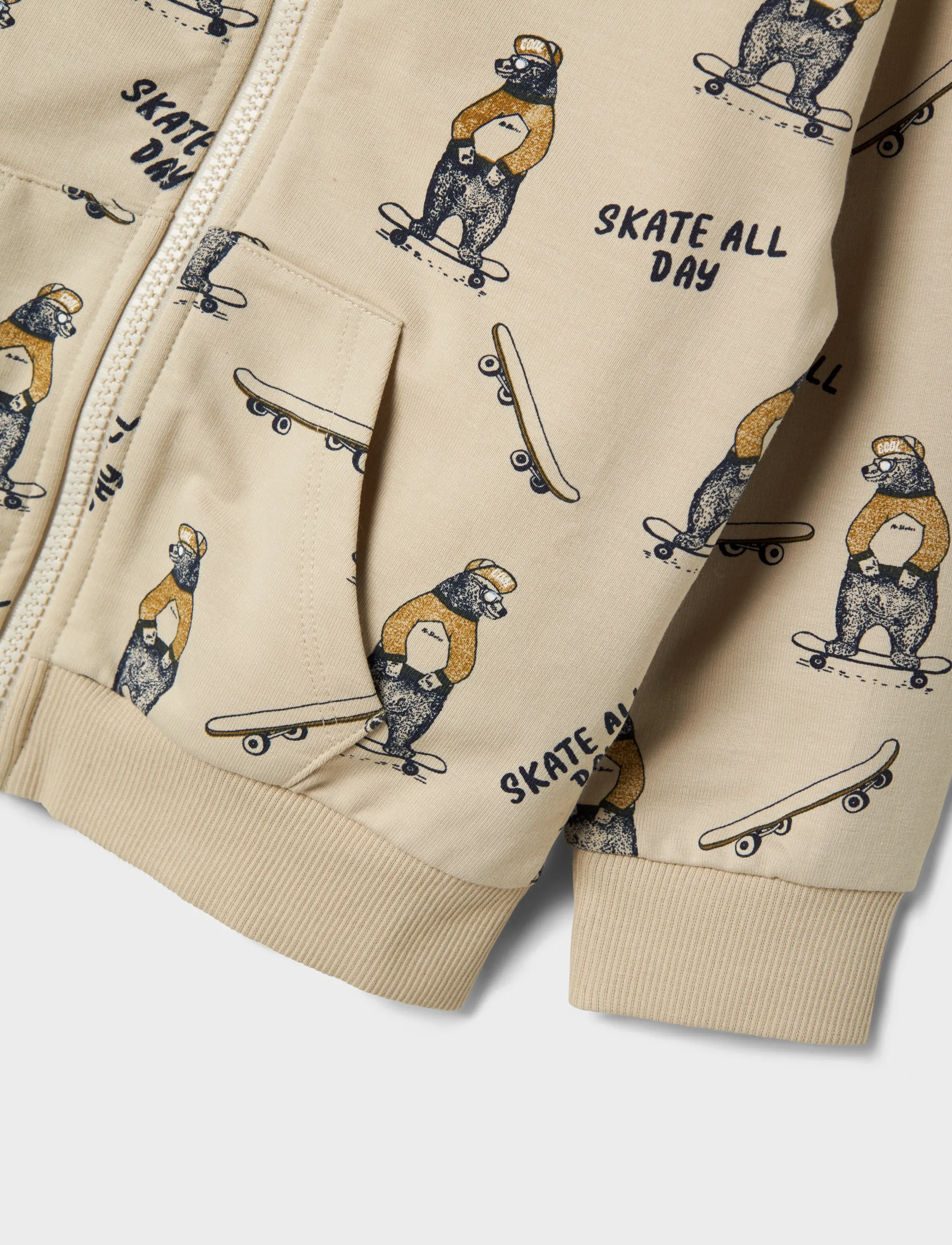 name it NMMLOGAN LS NREG SWEAT CARD UNB - Hauts - PEYOTE / cream