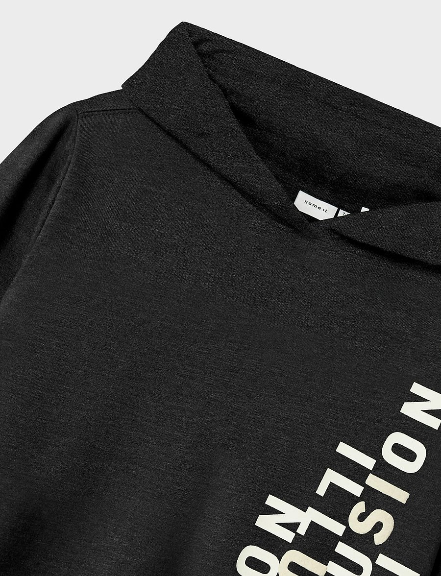 name it - NKMOLAF LS NREG SWE WH BRU PB - kapuzenpullover - black - 3