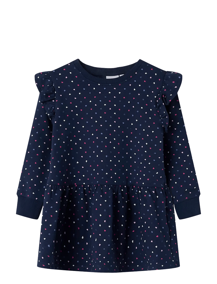 name it - NMFOEANA LS SWE DRESS BRU PB - pikkade varrukatega vabaaja kleidid - mood indigo - 1