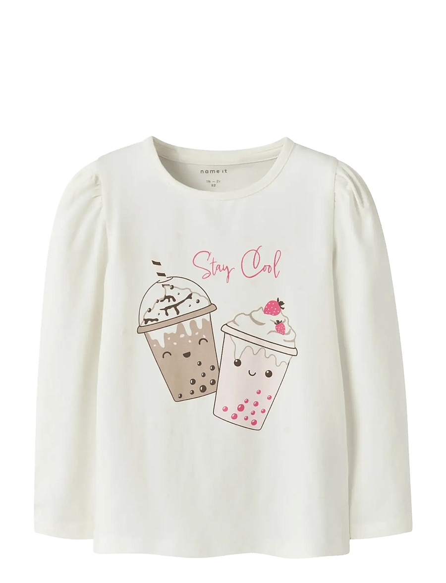 name it - NMFOLLIA LS TOP PB - pitkähihaiset t-paidat - coconut milk - 1