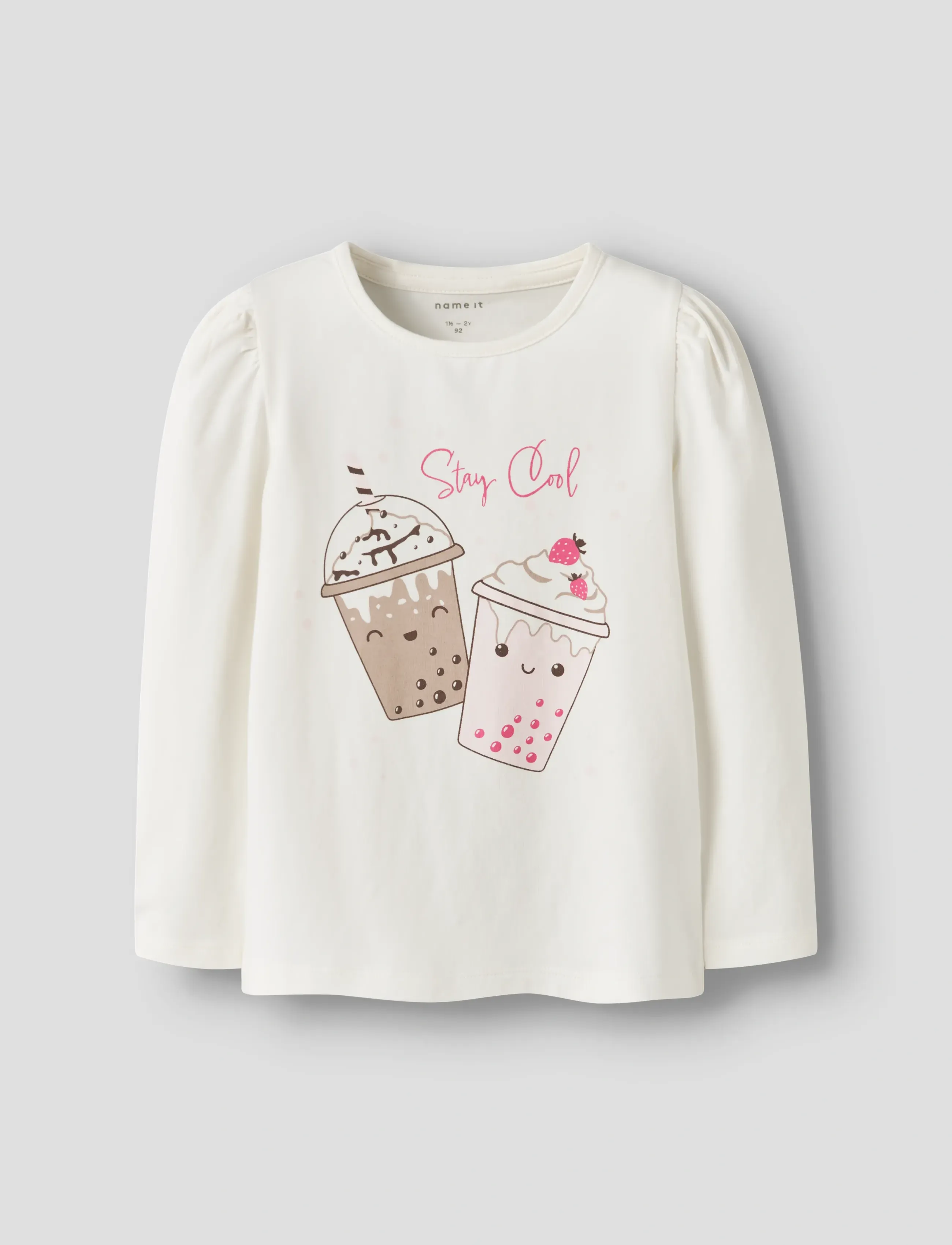 name it - NMFOLLIA LS TOP PB - pitkähihaiset t-paidat - coconut milk - 0