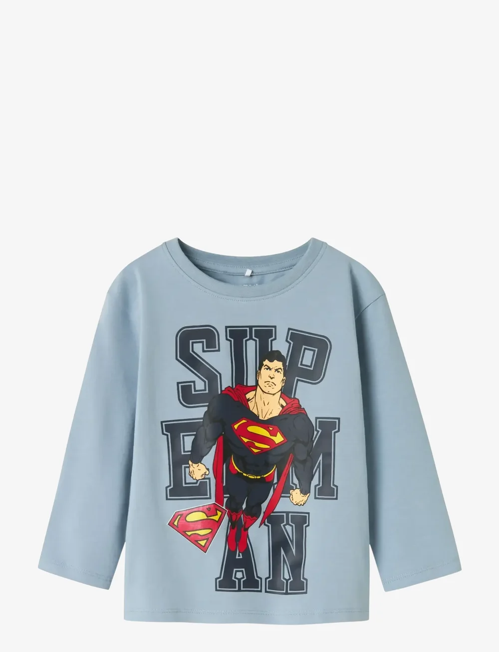 name it - NMMJUNES SUPERMAN NREG LS TOP WAB - långärmade t-shirts - dusty blue - 0