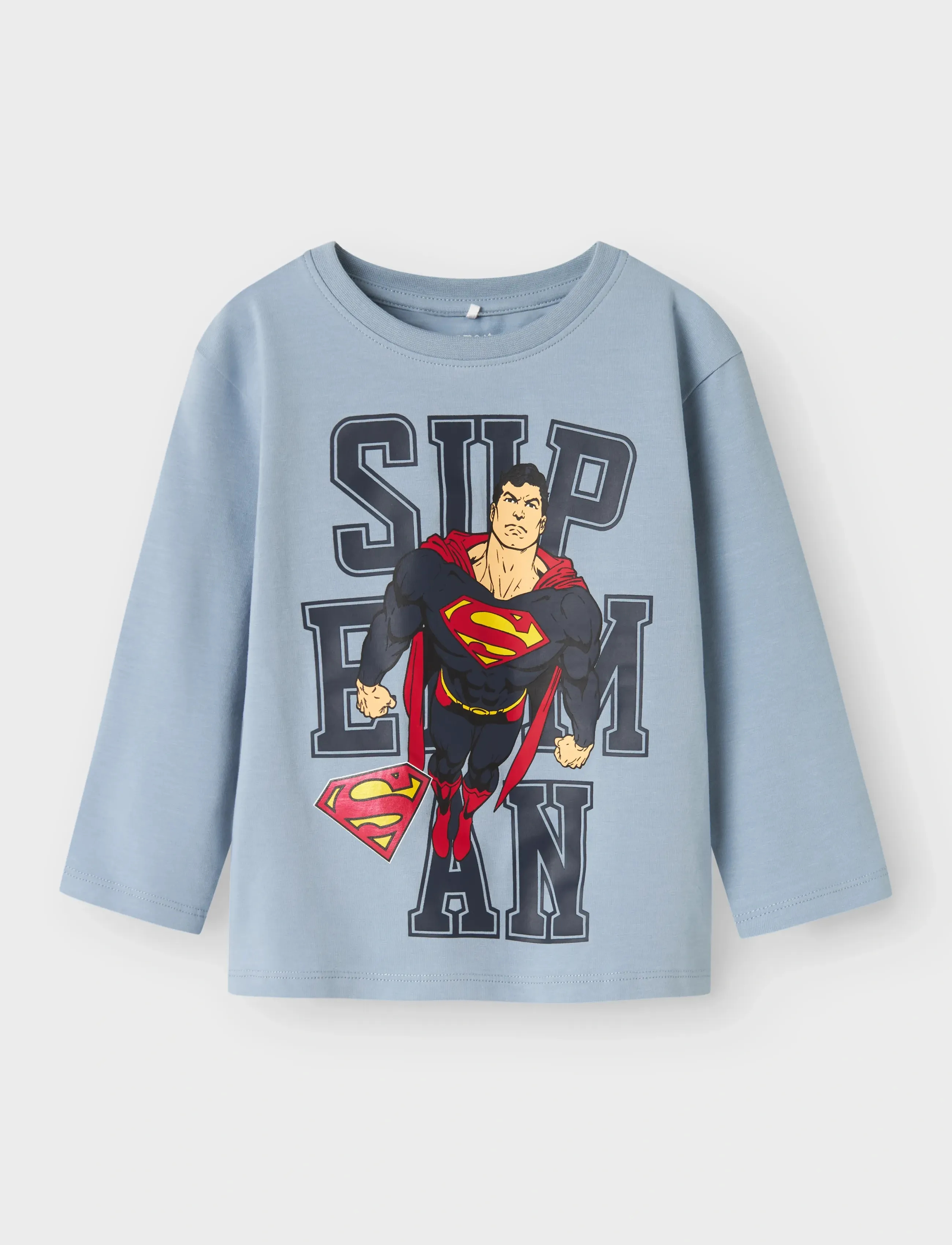name it Nmmjunes Superman Nreg Ls Top Wab, Børn, Superman Langærmet T-shirt, Blå, Str: 104