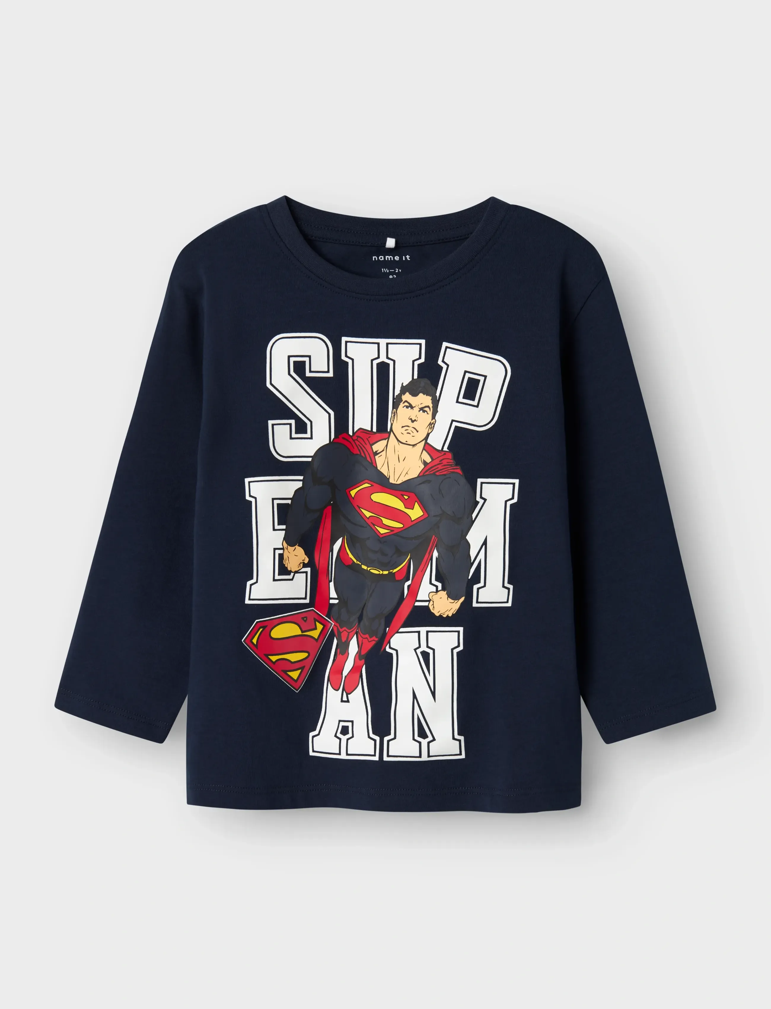 name it Nmmjunes Superman Nreg Ls Top Wab, Børn, Superman Langærmet T-shirt, Navy, Str: 92