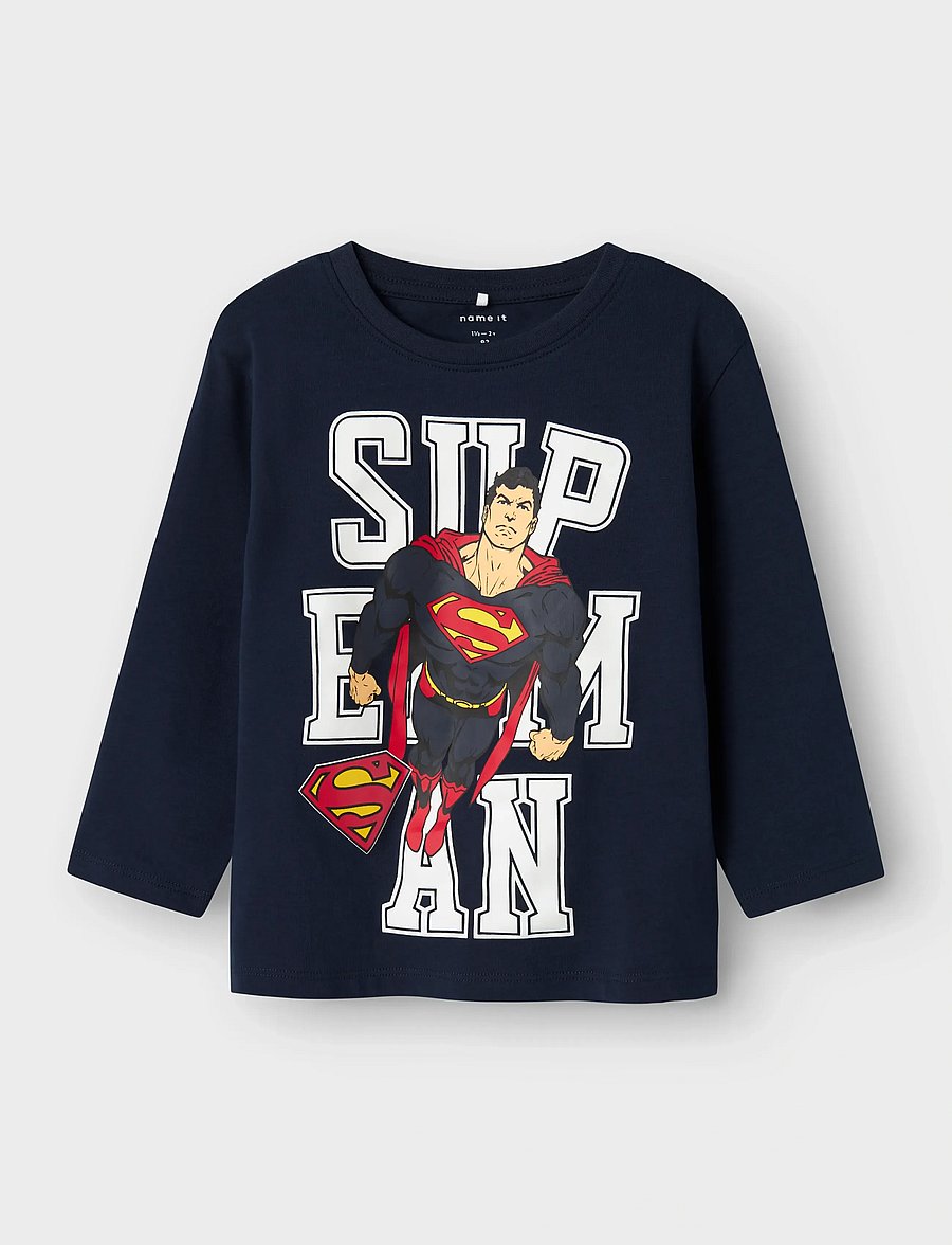 name it - NMMJUNES SUPERMAN NREG LS TOP WAB - pikkade varrukatega t-särgid - navy blazer - 0