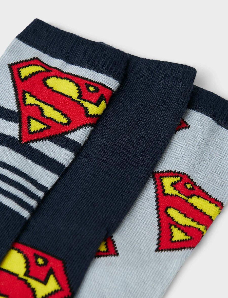 name it - NMMJASPER SUPERMAN 3P SOCK WAB - strumpor - dusty blue - 4