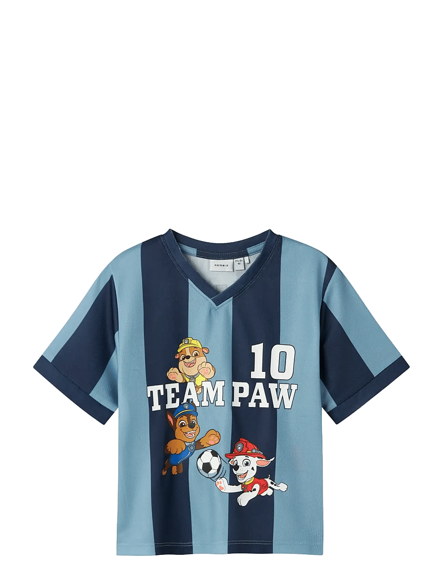 name it - NMMJAKARI PAW NREG POLY TOP CPLG - kortærmede t-shirts - dusty blue - 1