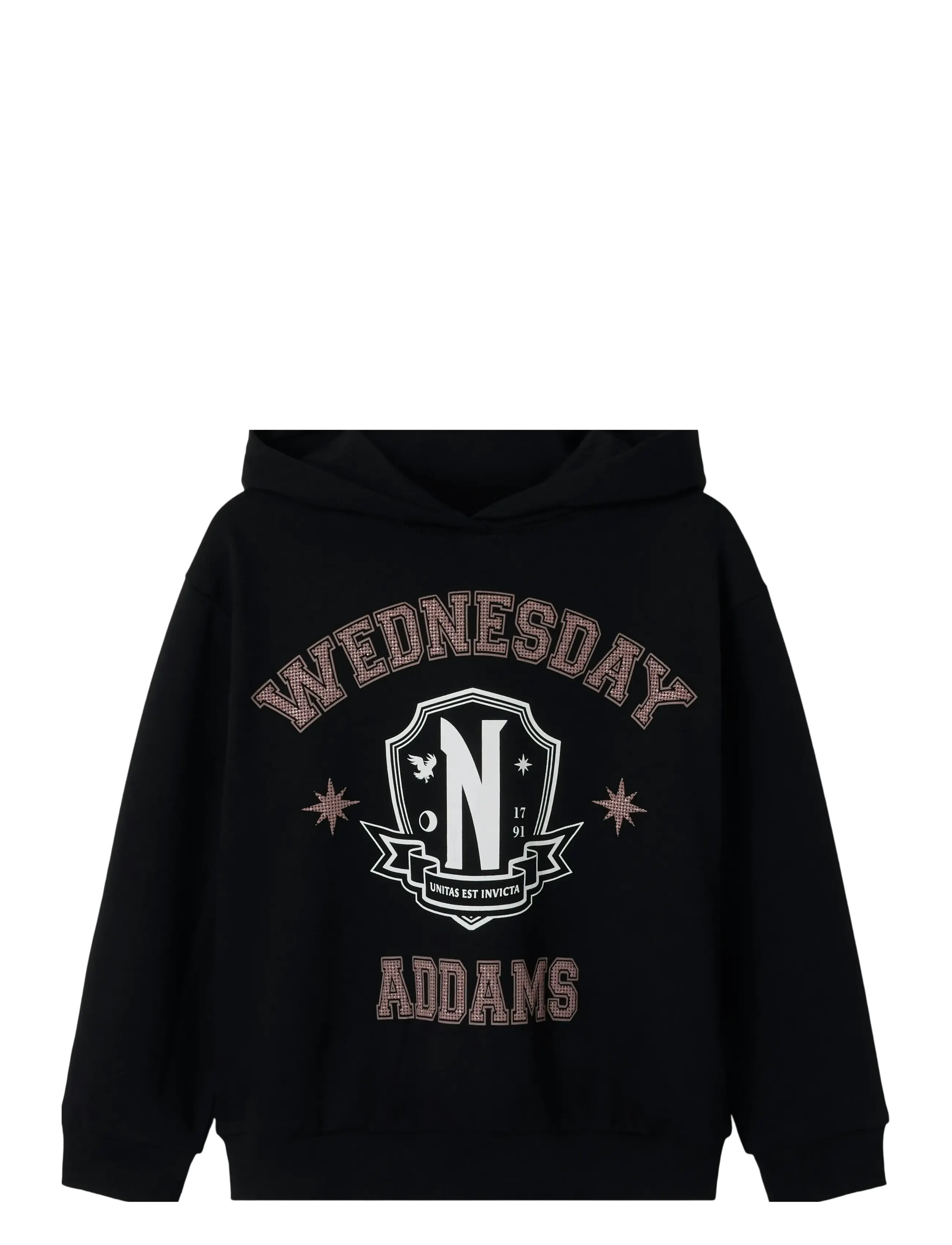 name it Nkfjixinni Wed Rlx Sweat Wh Bru Noos Sky, 134-140, Black, Sweatshirts & Hættetrøjer > Hættetrøjer, Børn