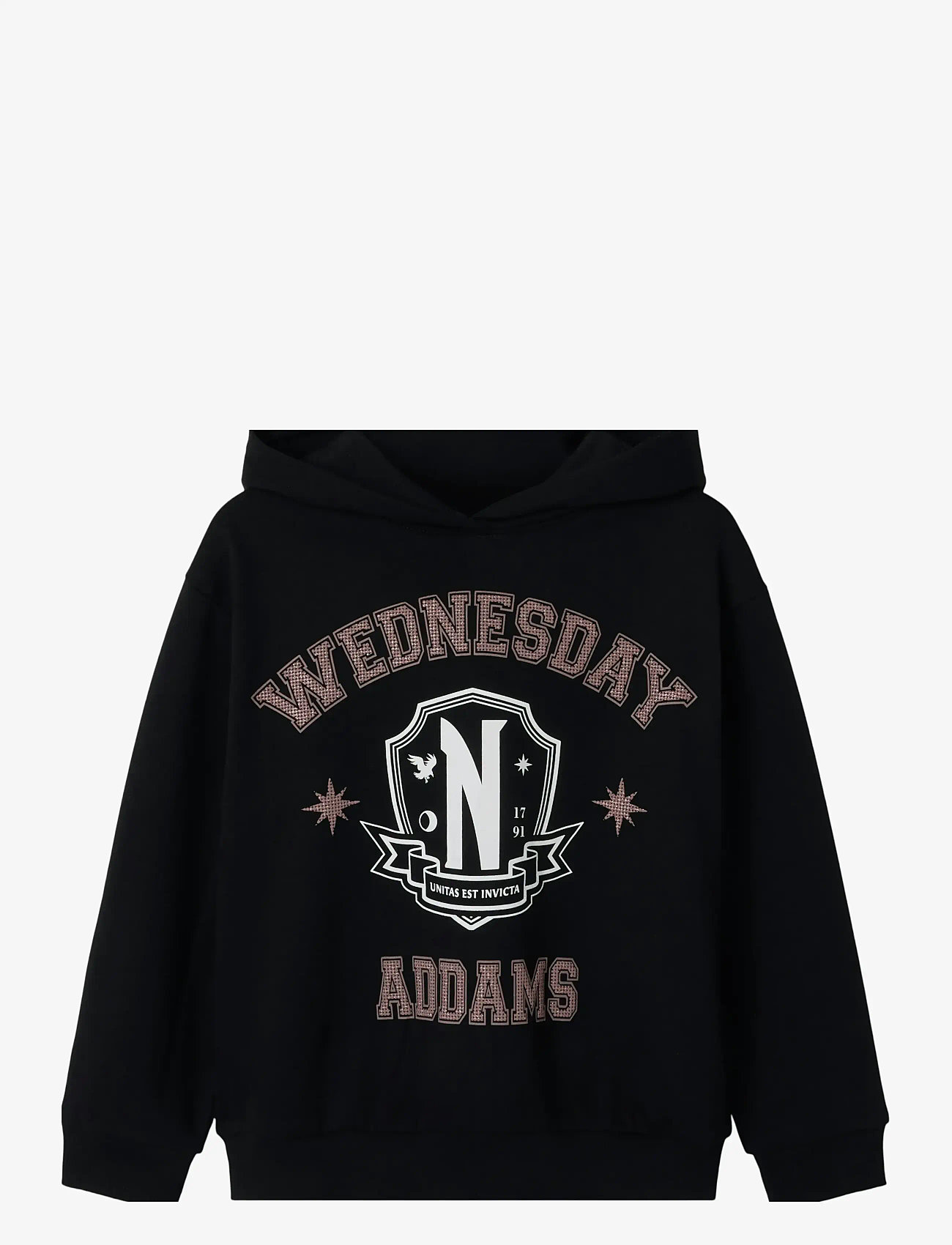name it - NKFJIXINNI WED RLX SWEAT WH BRU NOOS SKY - bluzy z kapturem - black - 0