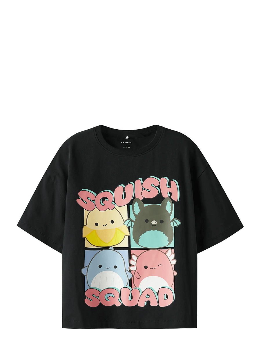 name it - NKFJIXERA SQUISH SS RLX TOP BOX BFU - kortærmede t-shirts - black - 2