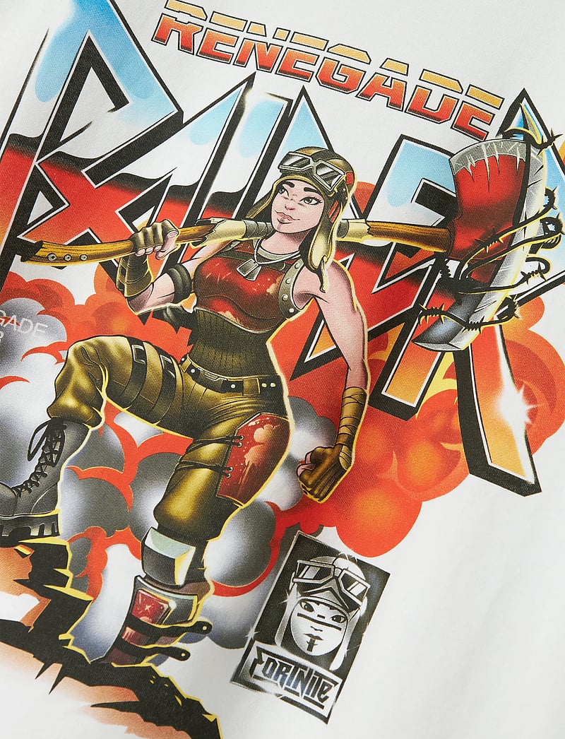 name it - NKMJAVALI FORTNITE NREG SS TOP BOX BFU - short-sleeved t-shirts - bright white - 2