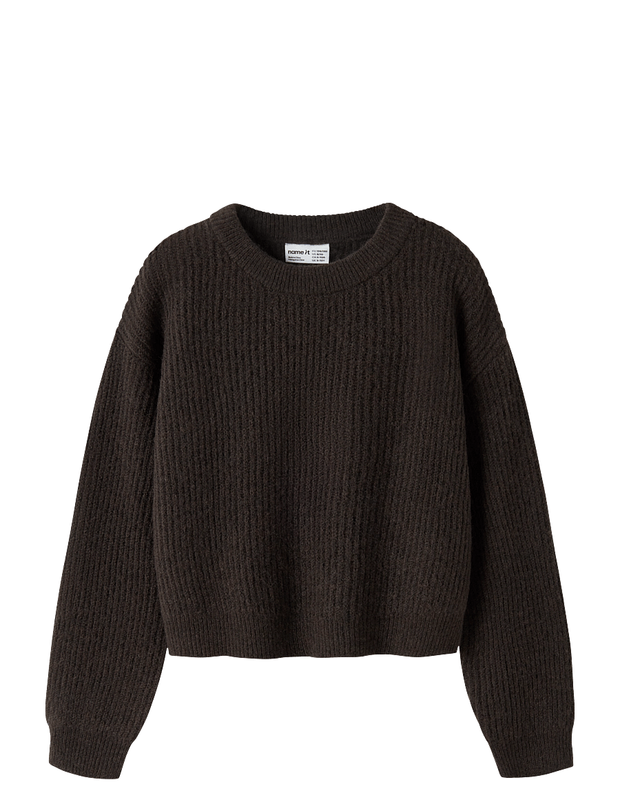 name it - NKFHOLLY LS BOXY SHORT KNIT NOOS - pullover - chocolate plum - 0